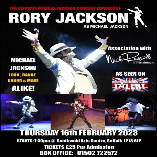 RORY JACKSON as MICHAEL JACKSON ~ With Dancers **POSTPONED until 17th November